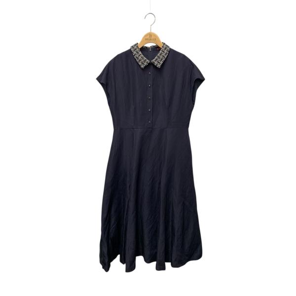 アマカ　リバティ　ワンピース　size40 アマカ 【WEB・一部店舗限定】刺繍トリリオンワンピース 40 ネイビー