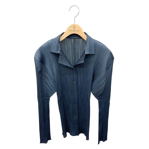 希少！pleatsplease レインボーイッセイミヤケブラウス プリーツプリーズイッセイミヤケ PP13-JJ505 ブラウス 4 ネイビー