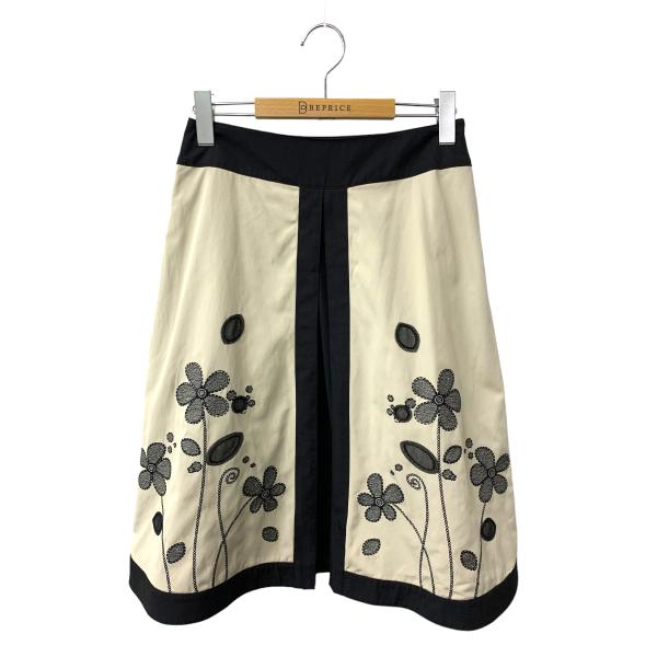エムズグレイシー 317335 スカート 38 ベージュ フラワーモチーフ  