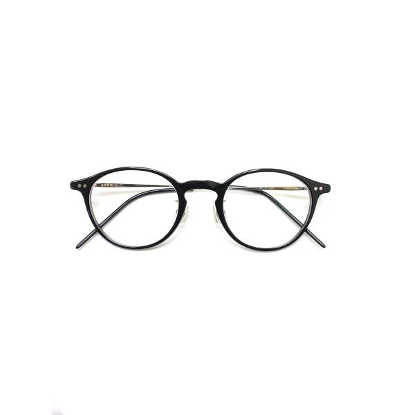 【金子眼鏡】オーバル型(度あり) 黒ぶち眼鏡 金子眼鏡店 メガネ ブラック/ゴールド コンビフレーム フルリム