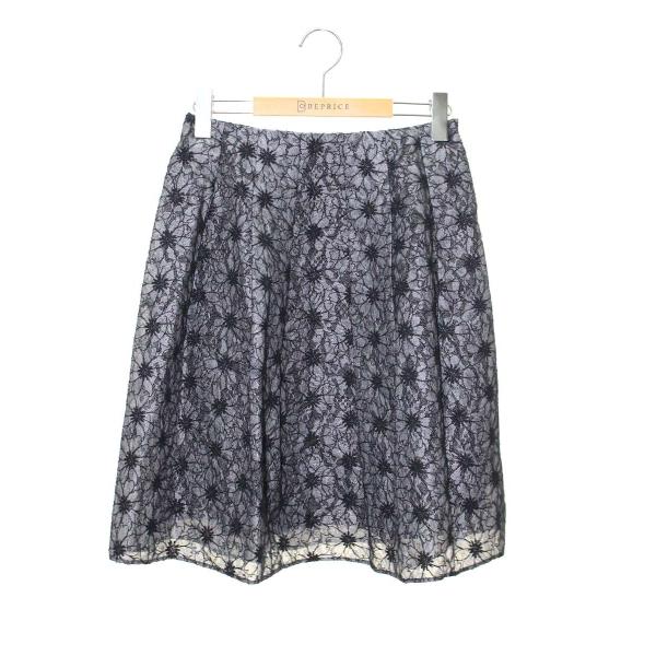 エムズグレイシー 727307 スカート 38 グレー フラワーモチーフ レース