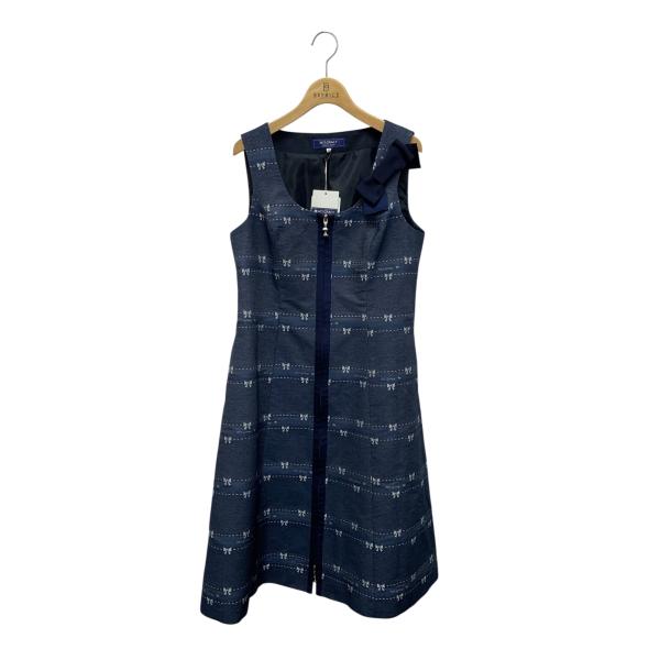 エムズグレイシー 511114 ワンピース 38 ブルー リボン センタージップ