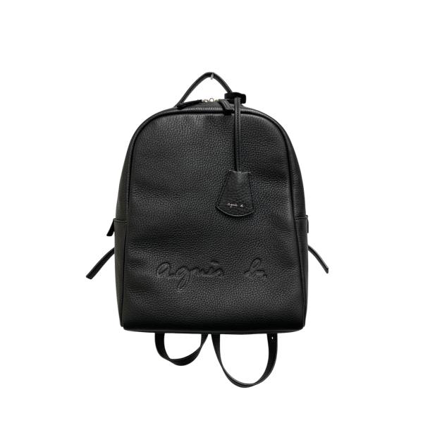 未使用　アニエス・ベー　シボ革レザーリュック　ブラック org.jpg