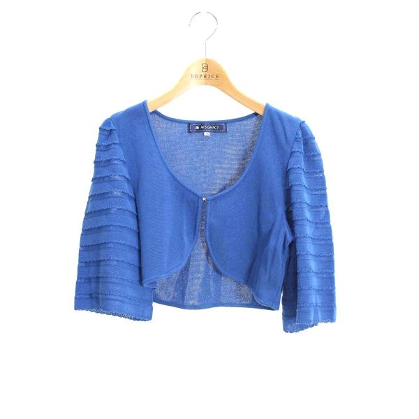 エムズグレイシー 728321 カーディガン 38 ブルー ボレロ ライン