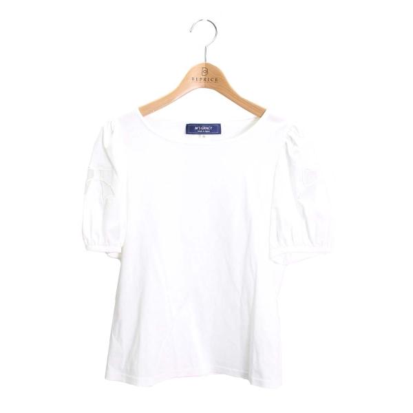 エムズグレイシー トップス　38 リボン カットソー　Tシャツ エムズグレイシー 115332 Tシャツ カットソー 38 ホワイト 袖