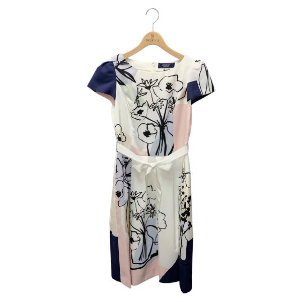 エムズグレイシー 111103 ワンピース 38 ホワイト フラワーモチーフ