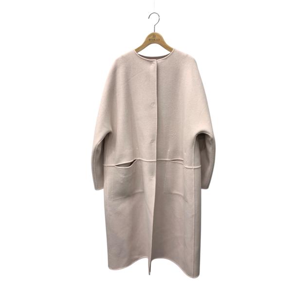 アドーア カシミヤ混2TONEリバーノーカラーリバーシブルコート