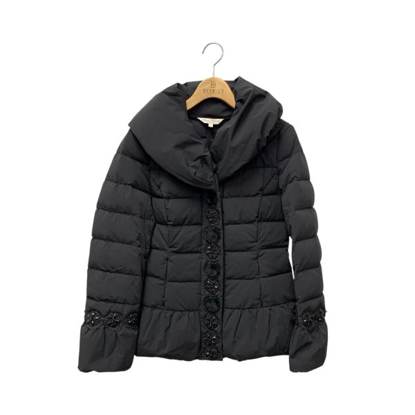スーパービューティー ダウンジャケット 38 ブラック ビジュー レース