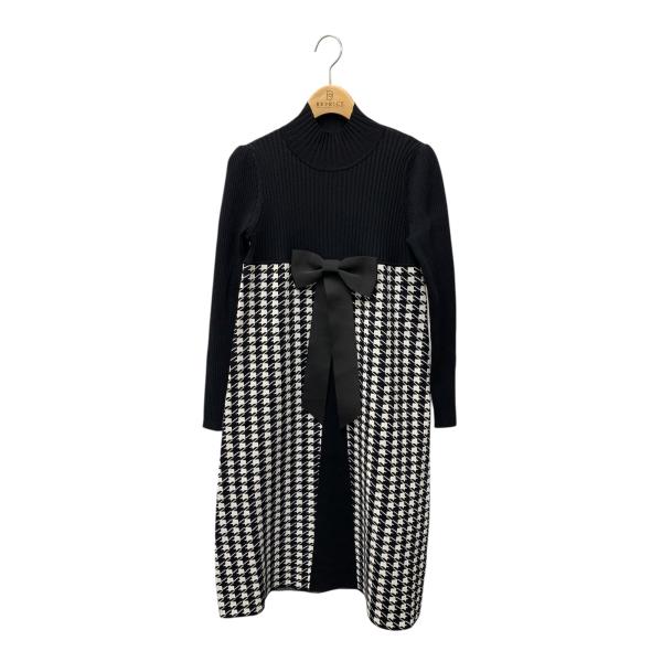 エムズグレイシー 千鳥柄ニットドレス 118606 ワンピース 38 ブラック
