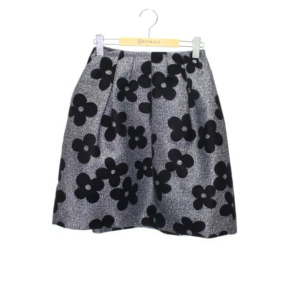 エムズグレイシー 727540 スカート 36 グレー/ブラック ベロア花
