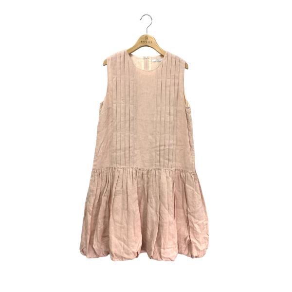 【美品】フォクシー リネンワンピースドレス マルチピンタックドレス ひざ丈 フォクシーブティック Dress 36781 ワンピース 40 ピンク リネン