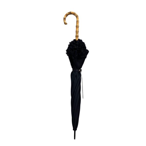 サンバリア100 長傘 Mサイズ フリル ネイビー 晴雨兼用傘 完全