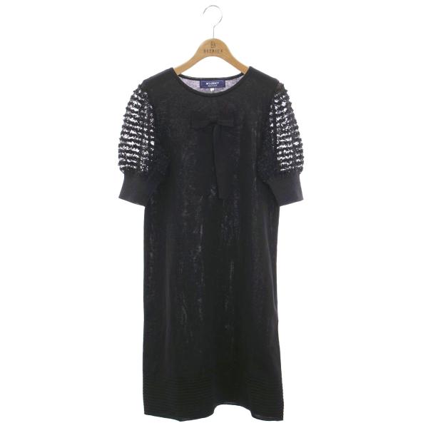 エムズグレイシー 018331 ワンピース 40 ブラック ニット リボン