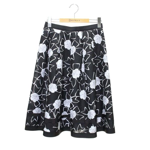 エムズグレイシー 217109 スカート 38 ブラック カメリア リボン