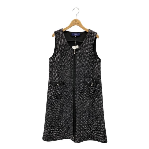 エムズグレイシー 414606 ワンピース 38 ブラック ジップアップ フレア