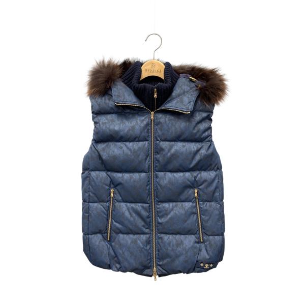 美品✨タトラスR　ダウンベスト　ラクーンファー　シルク混　カモフラ柄　迷彩　XL 美品✨タトラスR ダウンベスト ラクーンファー シルク混