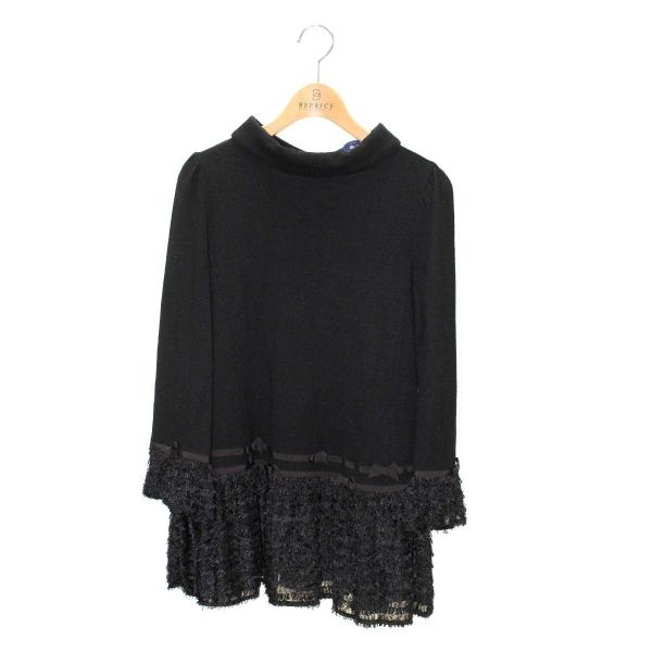 エムズグレイシー 525707 トップス 40 ブラック リボン ITO3GFU2LT98