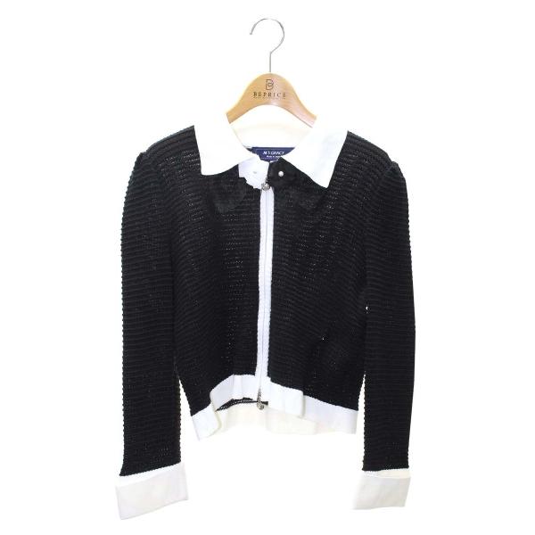 エムズグレイシー 418124 カーディガン 38 ブラック ニット ジップ