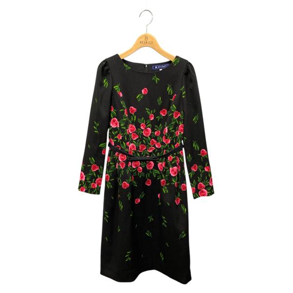 エムズグレイシー プードルモチーフワンピース エムズグレイシー 621723 ワンピース 36 ブラック フラワーモチーフ