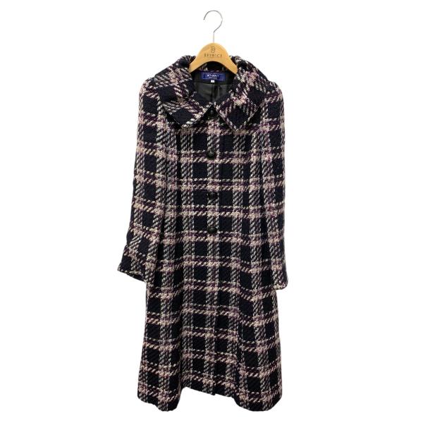 業者の方はプロフィール　美品エムズグレイシー　チェックリボンコート38 エムズグレイシー チェック柄リボン付きシアーコートサイズ38