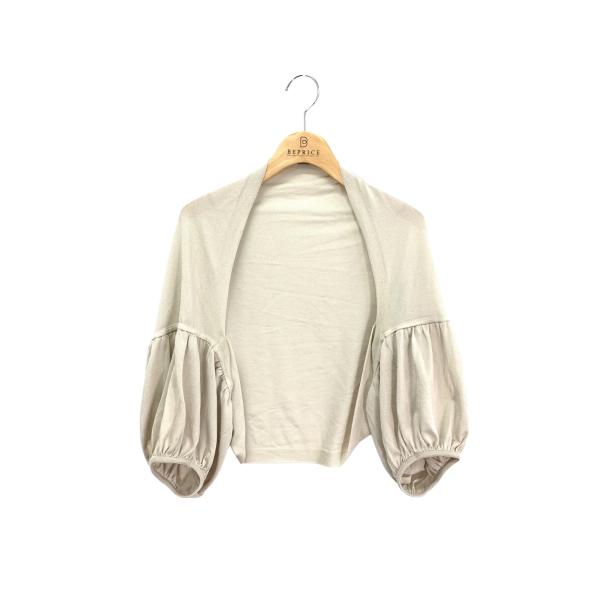 Q511 美品 M フォクシー パフスリーブ ストレッチ 春 ボレロ レディース フォクシーブティック Bon 42195 ボレロ F ベージュ パフスリーブ 2023