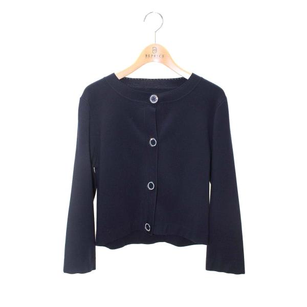 美品✨定価7万 FOXEY ティアラボタンカーディガン ネイビー 40 フォクシーブティック 39922 カーディガン 40 ネイビー ティアラ