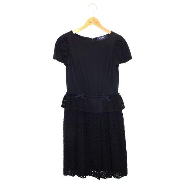 yu-mama　エムズグレイシー ワンピース カットワーク レース 38 エムズグレイシー 721381 ワンピース 38 ネイビー 切替 カットワーク