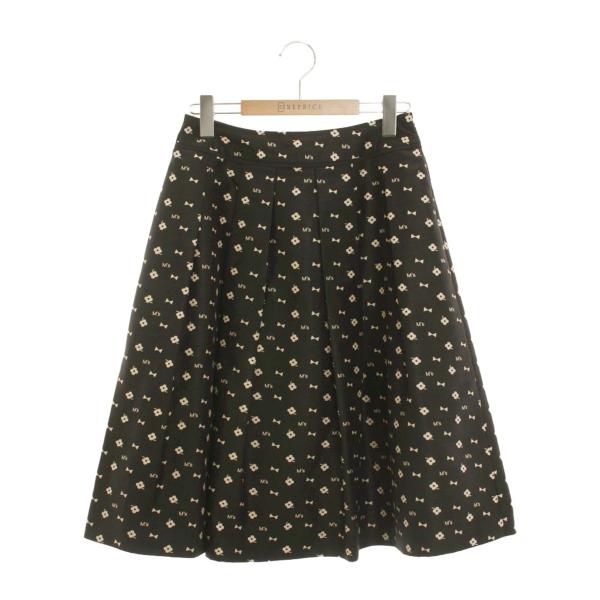 エムズグレイシー 417101 スカート 38 ブラック フララー リボン