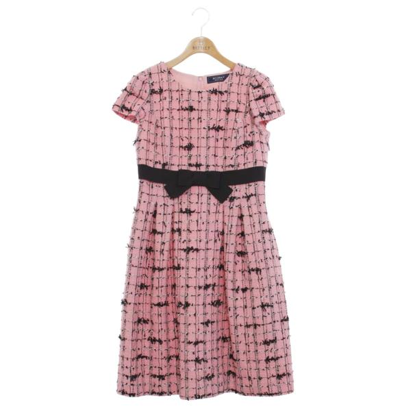 エムズグレイシー 721542 ワンピース 40 ピンク ツイード リボン