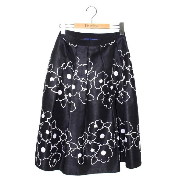 エムズグレイシー 317337 スカート 38 ブラック フラワーモチーフ