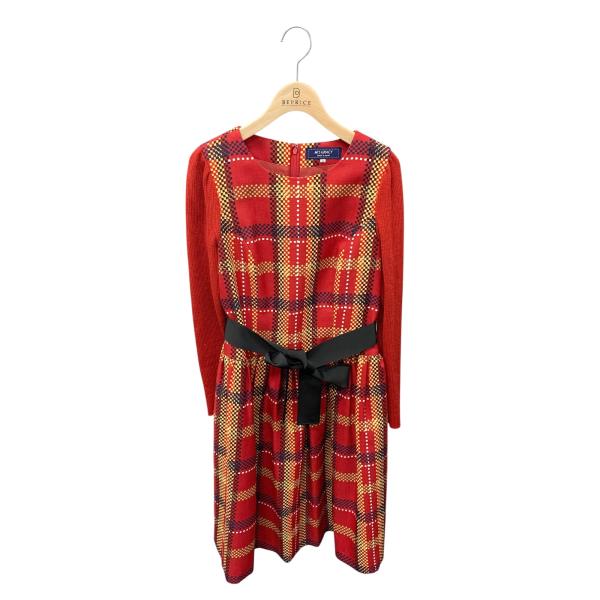エムズグレイシー トラッドチェックワンピース 111608 38 レッド