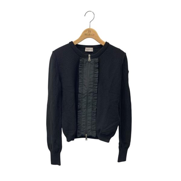 MONCLER - モンクレール I10939B00024M1113 カーディガン XS ブラック フリル ブラックロゴ ITZM7G02DTVC モンクレール I10939B00024M1113 カーディガン XS ブラック フリル