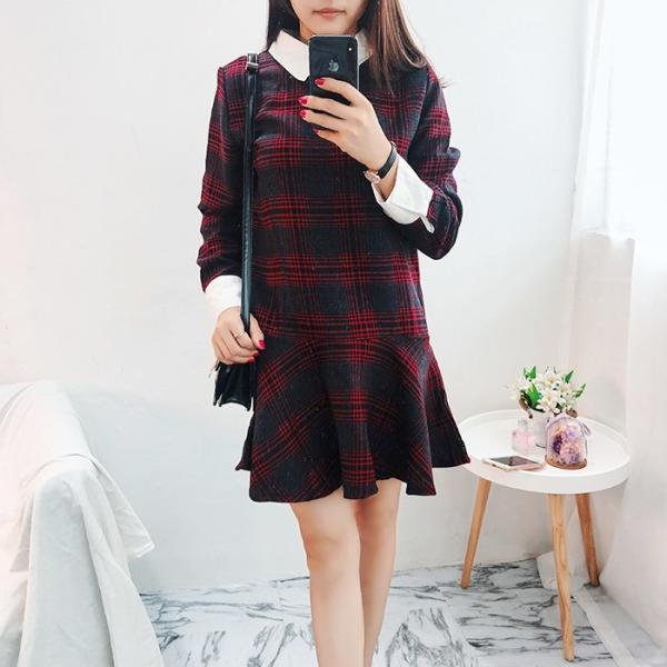 レディース チェック ワンピース 白衿 ミニ丈 秋冬 長袖 フリル 襟付き 上品 可愛い ガーリー Buyee Buyee Japanese Proxy Service Buy From Japan Bot Online