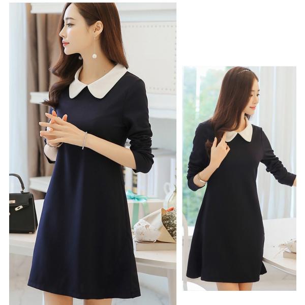 レディース 長袖 白襟付きネイビーワンピース ショート丈 清楚 上品 S M L 2l 3l Buyee Buyee Japanese Proxy Service Buy From Japan Bot Online