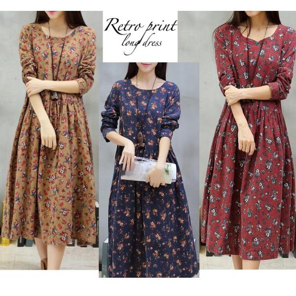 レディース ハイウエスト 切り替え レトロ 花柄 長袖 ワンピース 秋冬 M L 2l 3l Buyee Buyee Japanese Proxy Service Buy From Japan Bot Online