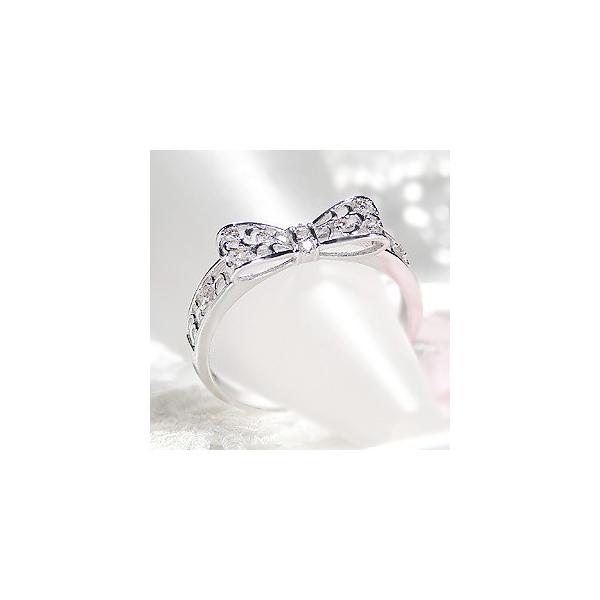 K10 WG ゴールド ダイヤモンド ダイヤ 指輪 リング プリンセス リボン