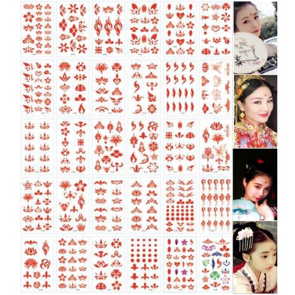 【1枚おまけ付】 タトゥーシール 30枚セット ボディシール ステッカー tatoo 防水 かわいい 花鈿 シンプル おまけ付 送料無料 X