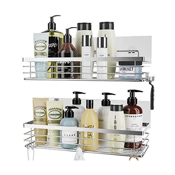 他サイト： Orimade 浴室用ラック 強力粘着固定 お風呂の壁に ステンレス シャワーラック 風呂場洗面所収納壁掛け棚 2段式の商品画像