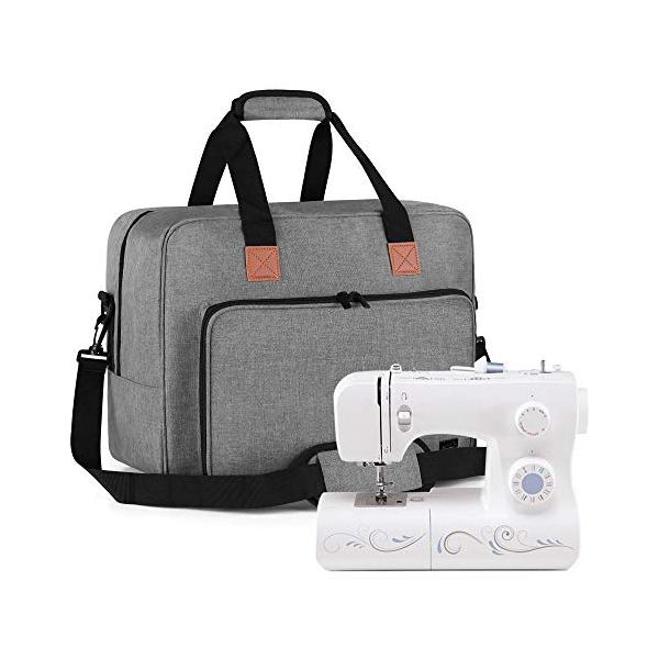 【ご購入後の当店からの連絡はご登録のメールアドレスに通知いたします。必ずご確認ください】良質：高品質のナイロンで作られ、骨組みが入ってバッグが自立でき、持ち手の縫製も補強されております。多いポケット：メイン室には大切なミシンを収納して、前ポ...