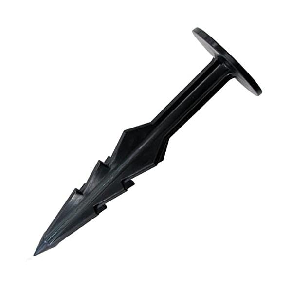 【ご購入後の当店からの連絡はご登録のメールアドレスに通知いたします。必ずご確認ください】■【特徴】・ギザギザな形状をした防草シート押さえ杭！</br>先端トンガリで防草シートを貫通し、四方トゲで地面をしっかりつかみ刺しやすく、抜...