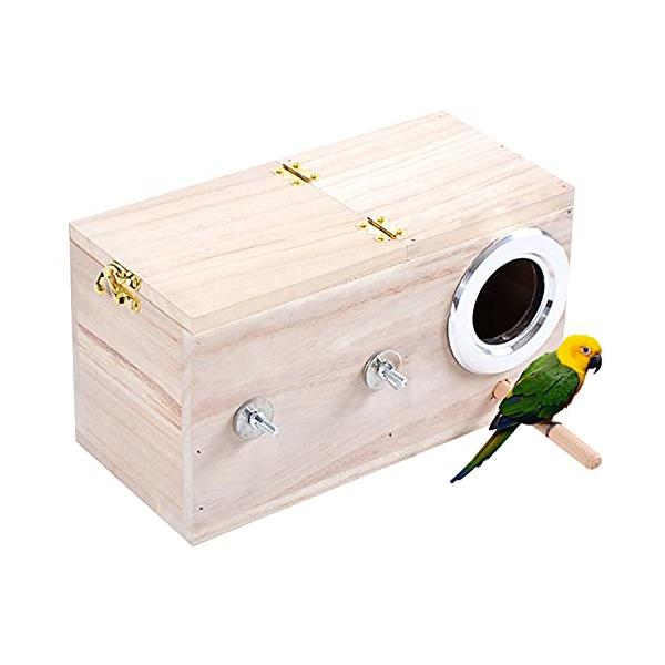 aleawol 29X15CM 巣箱 大 鳥の巣箱 鳥の繁殖箱 横式 天然木材