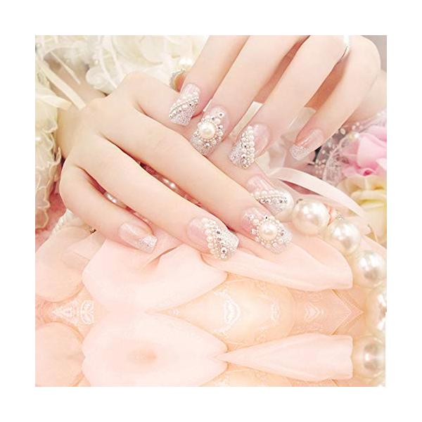 【ご購入後の当店からの連絡はご登録のメールアドレスに通知いたします。必ずご確認ください】★セット内容：1点セット。24枚の爪＆12種類のサイズ。とても華やかなネイルチップです。毎日変身☆つけ方簡単！装着は簡単です。 ネイルチップ用の両面テー...