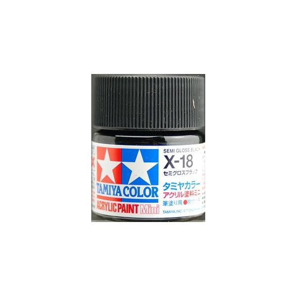 【ご購入後の当店からの連絡はご登録のメールアドレスに通知いたします。必ずご確認ください】タミヤカラー アクリルミニ X-18 セミグロスブラック 光沢