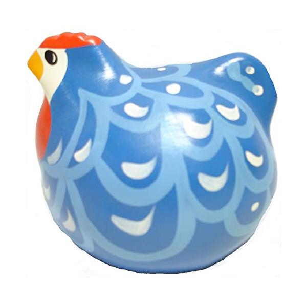 陶器 動物 置物 ハッピーヘン 幸せを呼ぶ鳥 【ブルーハンブルグ(青) 雌