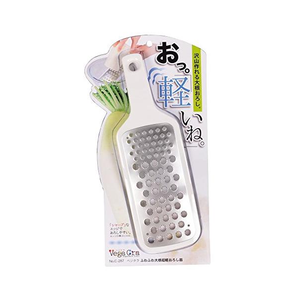 【ご購入後の当店からの連絡はご登録のメールアドレスに通知いたします。必ずご確認ください】ベジクラ フンワリ大根超軽オロシ器製品サイズ(約）：W90xD8xH270mm樹脂部：ＡＢＳ樹脂(耐熱温度90度)おろし部：ステンレス鋼