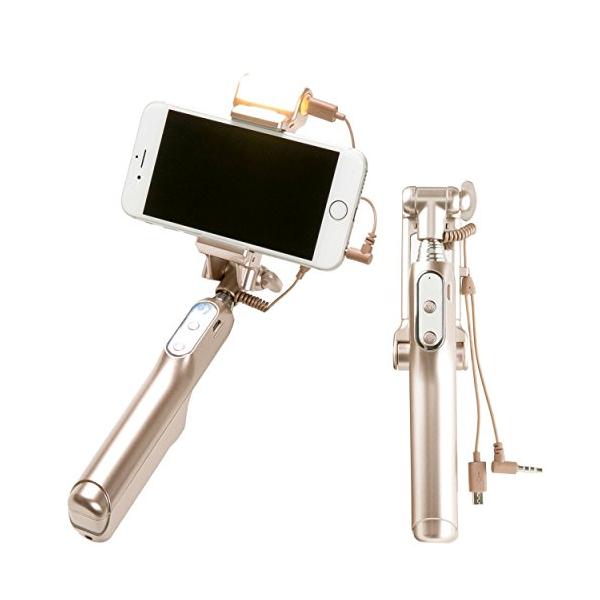 【ご購入後の当店からの連絡はご登録のメールアドレスに通知いたします。必ずご確認ください】自撮りにかかせないセルフィースティックにLEDライトが付いて登場！暗い屋内や、夜の屋外撮影が簡単キレイに。LEDライトは角度が360度・光量が3段階から...