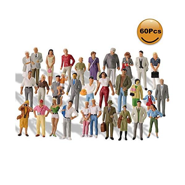 【ご購入後の当店からの連絡はご登録のメールアドレスに通知いたします。必ずご確認ください】人間 人形 人物 人間フィギュア塗装人入数：60個入り(約30種類のポーズが入っています)参考比率：1:43，O比率などに適用材質：ABSプラスチックサ...