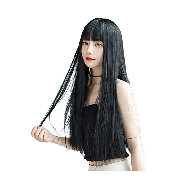 ウィッグ ロング ストレート かつら フルウィッグ 自然 ぱっつん 小顔