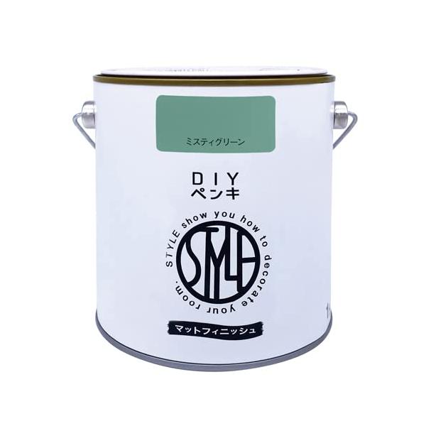 他サイト： ニッペ ペンキ 塗料 STYLE DIYペンキ（缶タイプ） 1kg ミスティグリーン 水性 つやなし 屋内 日本製 4976124887475の商品画像
