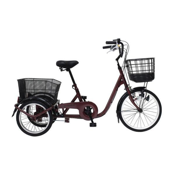 [三輪自転車] ACTIVE PLUS アクティブプラス｜ノーパンク三輪自転車 MG-TRE20APNL ワインレッド 送料無料 (北海道・沖縄・離島別送料)